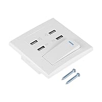 Delaman USB Wall Mounted Socket, 4 Ports Switch Control 5V 2.1A/1A 4100mA USB Wall Mounted Power Socket Charger Outlet(220~250V) for Home Office