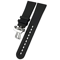 23mm Fluorous Rubber Soft Watch Band Replacement for Blancpain Fifty Fathoms 5000 5015 Black Strap Watch Bracelets (Color : Long Black 2, Size : 23mm)