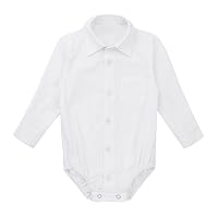 YiZYiF Baby Boys' Collar Long Sleeve Formal Dress Shirt Romper Bodysuit Wedding Party Outfits