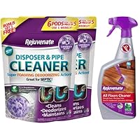 Rejuvenate Garbage Disposal and Drain Pipe Cleaner Pods Powerful Foaming Action and Removes Garbage Disposal Smells 6 Unit Pack Lavender Scent x2 w High Performance All-Floors Cleaner