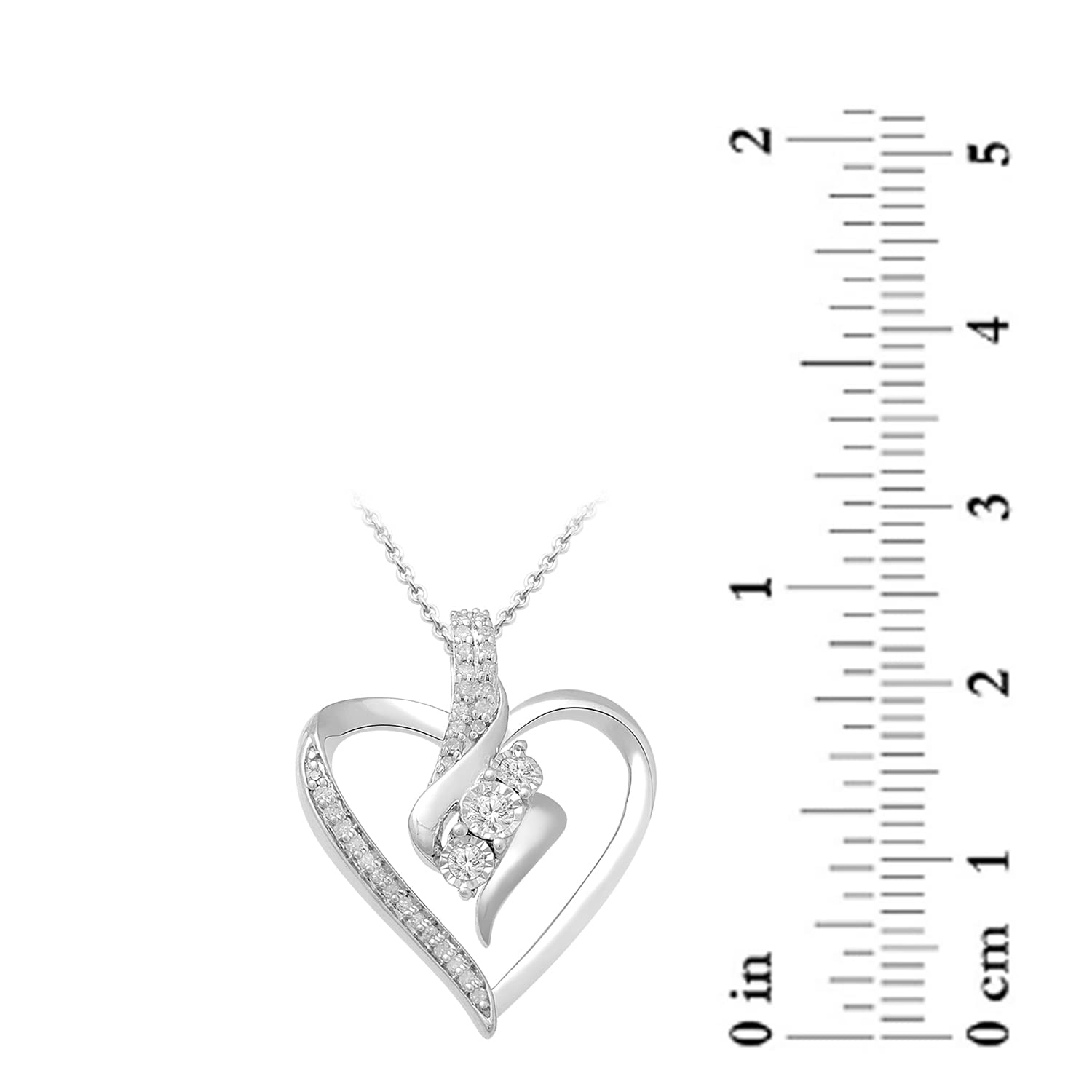 Amazon Collection Diamond 3 Stone Pendant Necklace (1/4 cttw), 18
