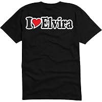 T-Shirt Man Black - I Love with Heart - Party Name Carnival - - I Love Elvira