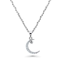 2 Ct Round Sim Diamond Women's Star Crescent Moon Pendant Necklaces 14k White Gold Finish