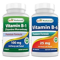 Best Naturals Vitamin B1 as Thiamine Mononitrate 100 mg & Vitamin B-6 25 Mg