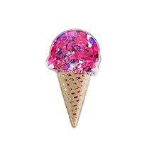 Mybat Ice Cream/Magenta Hearts Quicksand Glitter Sticker