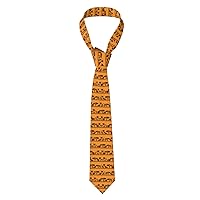 Basset Hound Dog Summer Bus Palm Trees Print Men'S Novelty Necktie Funny & Formal Neckties