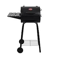 Char-Griller® Patio Pro Charcoal Grill and Smoker with Cast Iron Grates, Premium Metal Shelf and Damper Control, 250 Cooking Square Inches in Black, Model 1616