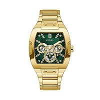 GUESS Men's 43mm Watch - Gold Tone Strap Green Dial Gold Tone Case