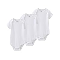 Unisex-Newborn Bodysuits Baby Clothes Short Sleeve 3-Pack for Baby Boys and Girls 0-12 Months