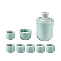 FANCUF Ceramic Sake Set Cups With Warmer Keep Sake Traditional Porcelain Pottery Hot Saki Drink Wine Set