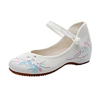 Women Strappy Denim Embroidered Ballet Flats Chic Style Comfortable Ladies Canvas Flat Shoes Soft Woman White Buckle 5