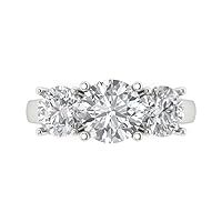 Clara Pucci 3.22ct Round Cut Solitaire three stone Genuine White lab created Sapphire Diamond Modern Ring 14k White Gold