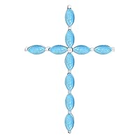 Multi Choice Marquise Shape Gemstone 925 Sterling Silver Cross Design Religious Cluster Pendant