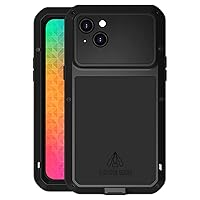 LOVE MEI for iPhone 14 Plus Case, Outdoor Waterproof Military Heavy Duty Shockproof Dust/Dirt Proof Hybrid Aluminum Metal+Silicone+Tempered Glass Full Body Case Hard Cover for iPhone 14 Plus (Black)