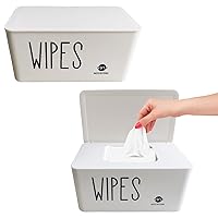 2 Pack Baby Wipes Dispenser,Upgarde Size(8.2L x 4.9W x 3.9H inches),Baby Wipes Container Holder for Bathroom Flushable Wipe Box Dispenser (Wipes White)