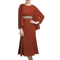 MARTINLEE Modest Wedding Guest Dress for Women Two Pieces of Dress with Jacket for Mother of The Bride ME011