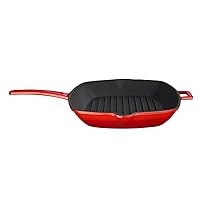 Lava Siganture Enameled Cast-Iron 10 x 12 inch Rectangular Grill Pan, Cayenne Red