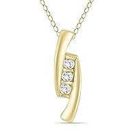 Certified 1/4 Carat TW Diamond Three Stone Pendant in 14K White Gold and 14K Yellow Gold