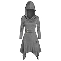 WKSCLPAI Renaissance Dress Women Retro Medieval Dress with Hood Elven Dress Halloween Costumes Long Sleeve Cloak Cape Clothes