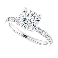 10K/14K/18K Solid White Gold Handmade Engagement Ring 1.5 CT Round Cut Moissanite Diamond Solitaire Wedding/Bridal Gift for Women/Her Gorgeous Gift