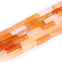 JOE FOREMAN 4x13mm Natural Orange Aventurine Jade Square Tube Cube Cuboid Column Spacer Energy Stone Healing Power Crystal Beads for Jewelry Making Full 15