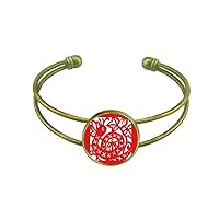 Paper-cut Snake Animal China Zodiac Bracelet Bangle Retro Open Cuff Jewelry