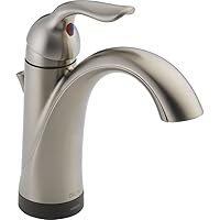Delta Faucet Lahara Single Hole Bathroom Faucet Brushed Nickel, Touchless Bathroom Faucet, Diamond Seal Technology, Drain Assembly, Stainless 538T-SS-DST