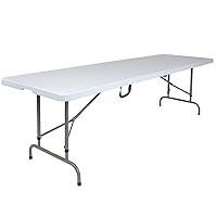 Flash Furniture Kathryn 8-Foot Height Adjustable Bi-Fold Granite White Plastic Banquet and Event Folding Table with Carrying Handle