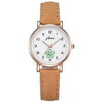 Simple Dial Watch for Women Leather Band Analog Quartz Watches