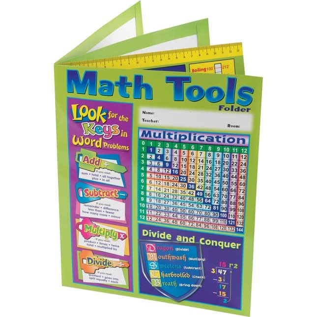 Really Good Stuff 4-Pocket Intermediate Math Resource Folders, 9½” by 12” (Set of 12) – Keep Work Organized – Includes Colorful Visual Math Referen...