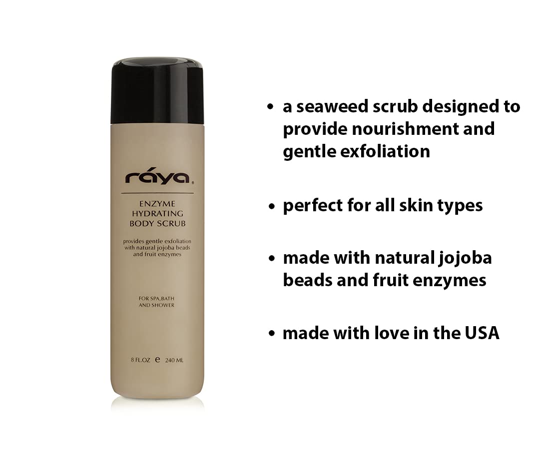 RAYA Enzyme Hydrating Body Scrub 8 oz Pineapple Scent (S-104) | Gentle and Exfoliating Body Scrub | Made with Seaweed, Jojoba Beads, and Fruit Enzymes