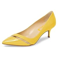 FSJ Women Comfy Clear Pointed Toe Pump Kitten Low Heel Slip On Office Lady Shoes Size 4-15 US