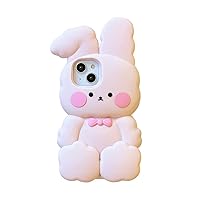 Bunny for iPhone 13 Pro Max Case, Kawaii Phone Cases Cases 3D Silicone Cartoon Cotton Rabbit Case Fun for iPhone 13 Pro Max Cute Case Soft Rubber Shockproof Protective Case for Women Girls