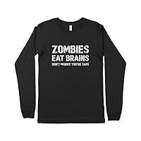 Zombies Eat Brains Unisex Jersey Long Sleeve T-Shirt Black, White