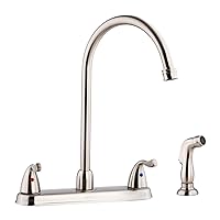 Amazon Basics AB-KF703-SN Two-Handle High-Arc Kitchen Faucet, Stainless Steel/ Brass/ Plastic/ Zinc, Satin Nickel
