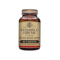 Solgar Vitamin C 1500 mg with Rose Hips - 90 Tablets - Antioxidant & Immune Support - Non-GMO, Vegan, Gluten Free, Dairy Free, Kosher - 90 Servings