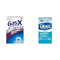 Gas-X Maximum Strength Gas Relief Softgels with Simethicone 250 mg 30 Count and Colace Clear Stool Softener Soft Gel Capsules Constipation Relief 50mg 28 Count