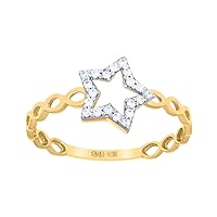 10k Two tone Gold Womens CZ Cubic Zirconia Simulated Diamond Star Fashion Ring Measures 9mm Long Jewelry Gifts for Women