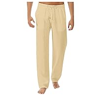 DuDubaby Bell Bottom Pants Men's Summer and Fashionable Cotton and Linen Trousers Thick Yoga Pants