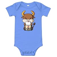 Year of The Ox Chinese New Year Boba Tea Bubble Milk Tea Baby Short Sleeve one Piece