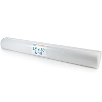 IDL Packaging Clear 6 mil Construction Plastic Sheeting, 12' x 50' (600 sq. ft.) LDPE Film Roll - Heavy-Duty Thick Poly Cover for Construction, Painting, Greenhouse - Drop Cloth & Vapor Barrier