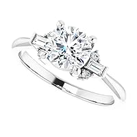 JEWELERYIUM 1 CT Round Cut Colorless Moissanite Engagement Ring, Wedding/Bridal Ring Set, Halo Style, Solid Sterling Silver, Anniversary Bridal Jewelry for Wife