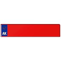 Alaska AK Euro European EU License Plate Number Plate Embossed Custom (red Plate, red Text)