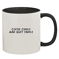 Coffee Chugs And Baby Snugs - 11oz Ceramic Colored Inside & Handle Coffee Mug, Black
