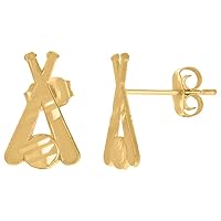 10k Yellow Gold Mens Sports Baseball Stud Earrings Jewelry for Men