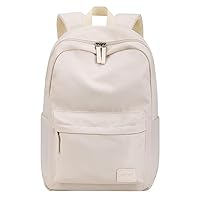 HOMIEE Lightweight Backpack for Women Men, Water Resistant Casual Daypack Fits 15.6 Inch Laptop for College Work Travel, Beige