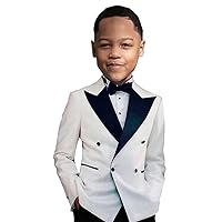 LIBODU Double Breasted Boy Tuxedo Suits Wedding 2 Pcs (Jacket+Pants) Dinner Party Performance