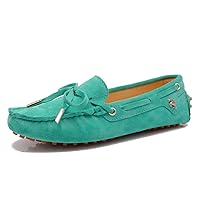 Ladies Women's Casual Slip-on Knot Suede Leather Walking Driving Loafers Flats Moccasins Hiking Shoes