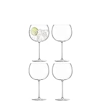 LSA Borough Balloon Glass Set in Clear for Gin, Tonic and Rosé - Drinking Glasses with Generous Bowl and Narrow Stem - 23 oz Drinkware - Pack of 4