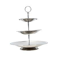 BESTOYARD 2pcs 3 Tiered Serving Platter Footed Trifle Bowl Snack Serving Tray Tiered Fruit Holder Metal Dessert Serving Tower Cookie Platter Tray Fruit Cakes Food Fruit Stand Stainless Steel